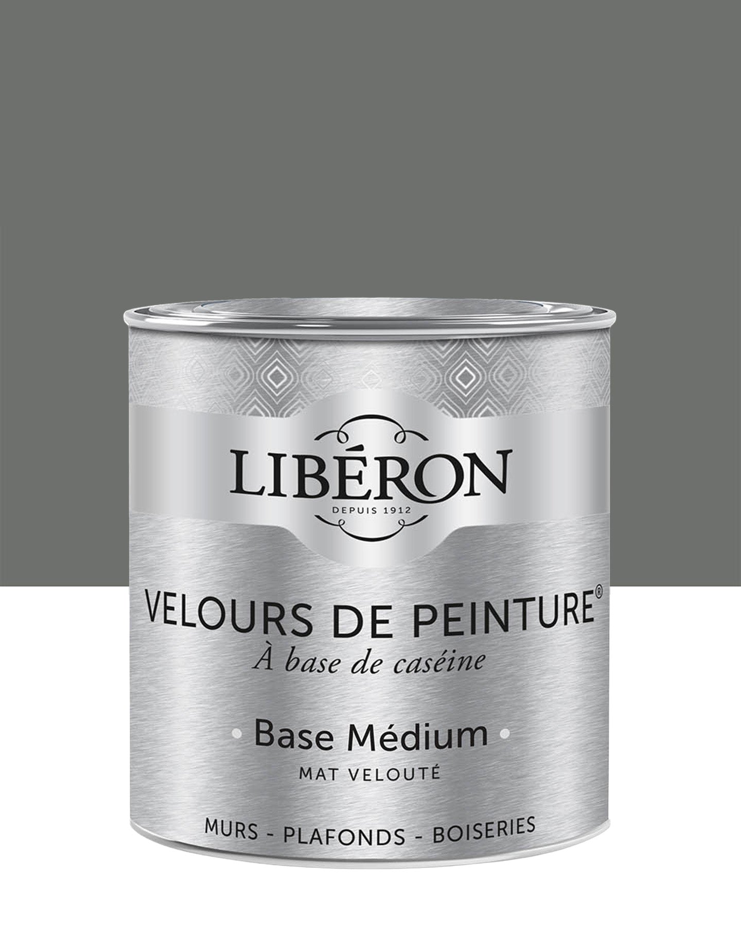 Pot de peinture murs Libéron Velours de Peinture, teinte Gris Coucou de Rennes, finition mate veloutée.