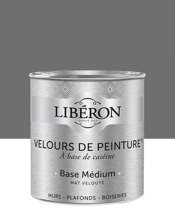Pot de peinture murs Libéron Velours de Peinture, teinte Gris Coucou de Rennes, finition mate veloutée.
