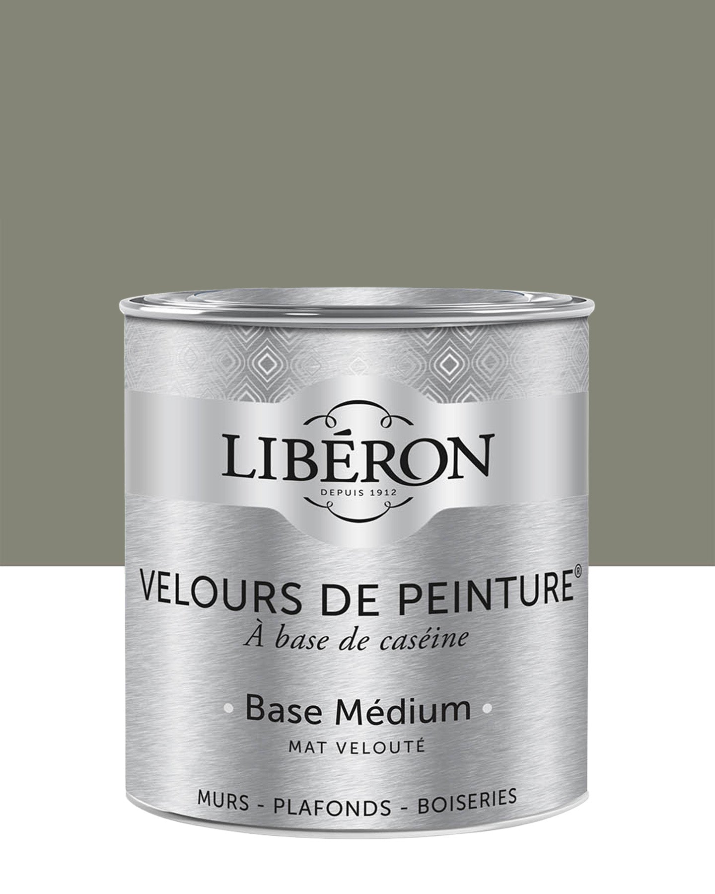 Pot de peinture murs Libéron Velours de Peinture, teinte Gris Gavroche, finition mate veloutée.
