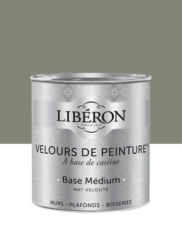 Pot de peinture murs Libéron Velours de Peinture, teinte Gris Gavroche, finition mate veloutée.