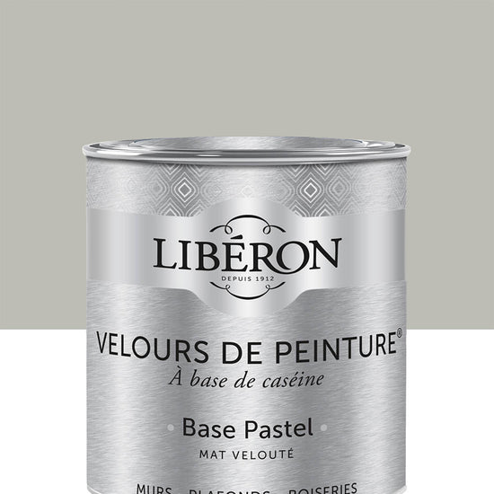 Pot de peinture murs Libéron Velours de Peinture, teinte Gris Pleurote, finition mate veloutée.