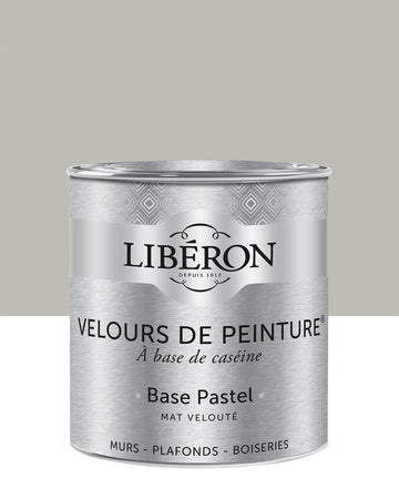 Pot de peinture murs Libéron Velours de Peinture, teinte Gris Pleurote, finition mate veloutée.