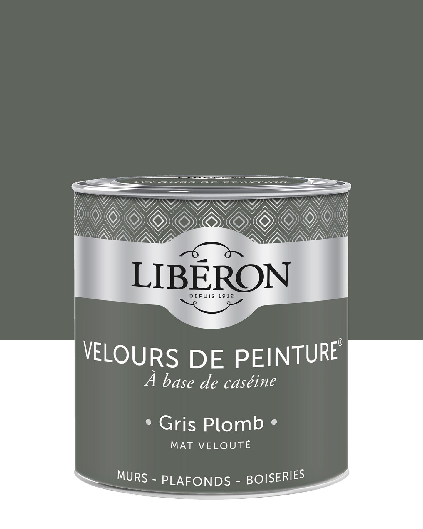 Pot de peinture murs Libéron Velours de Peinture, teinte Gris Plomb, finition mate veloutée.