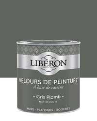 Pot de peinture murs Libéron Velours de Peinture, teinte Gris Plomb, finition mate veloutée.