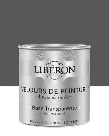 Pot de peinture murs Libéron Velours de Peinture, teinte Gris Fer Forgé, finition mate veloutée.
