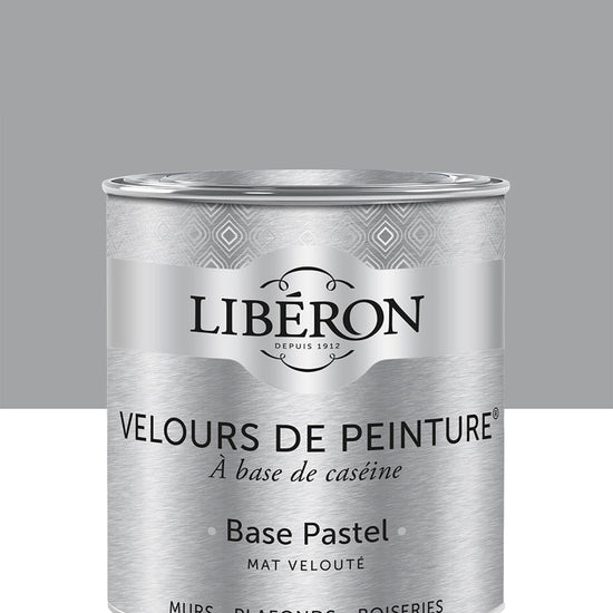 Pot de peinture murs Libéron Velours de Peinture, teinte Gris Jolie Brise, finition mate veloutée.