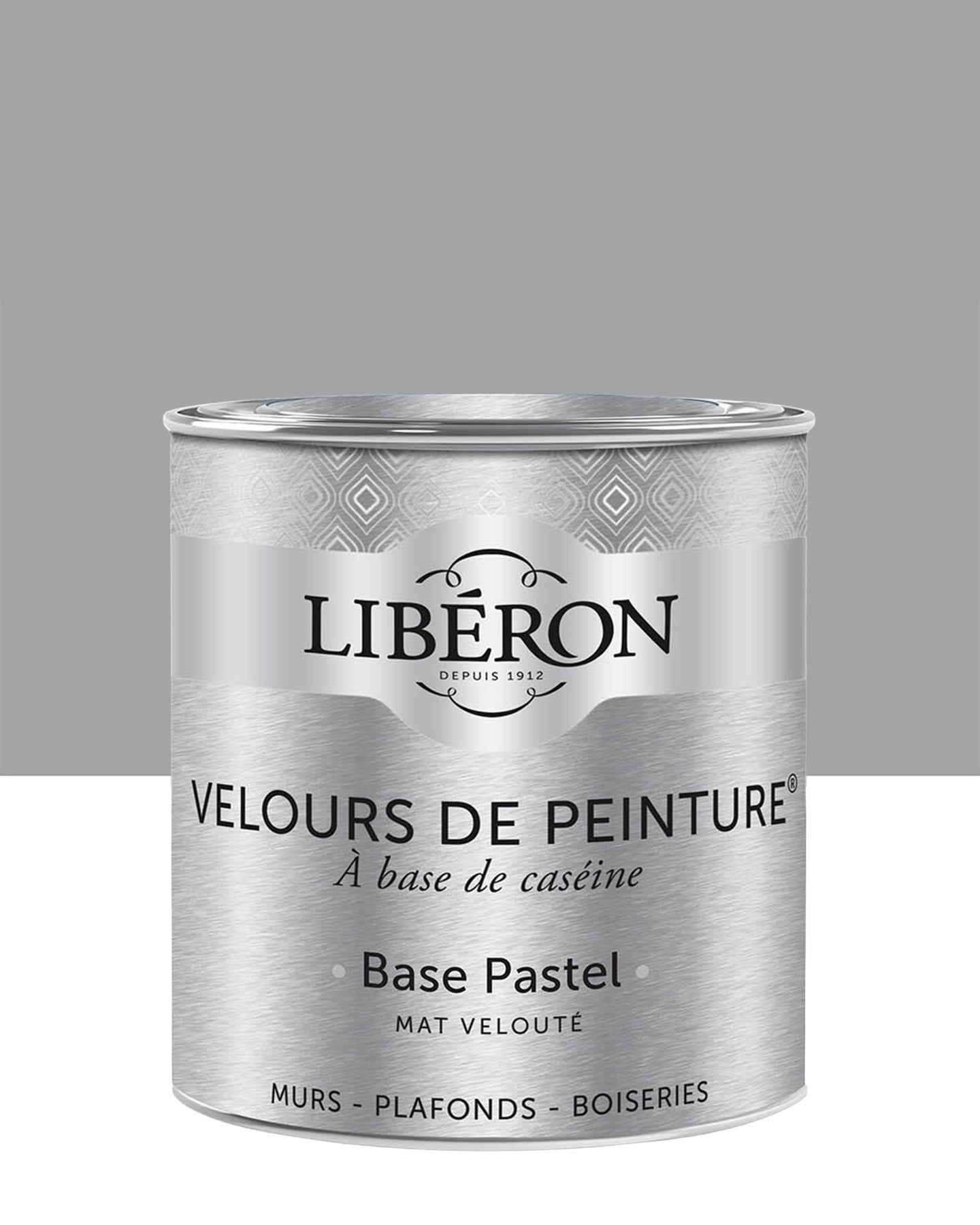 Pot de peinture murs Libéron Velours de Peinture, teinte Gris Jolie Brise, finition mate veloutée.