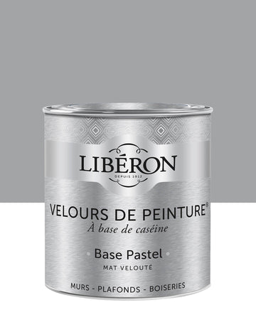 Pot de peinture murs Libéron Velours de Peinture, teinte Gris Jolie Brise, finition mate veloutée.