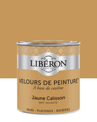 Pot de peinture murs Libéron Velours de Peinture, teinte Jaune Calisson, finition mate veloutée.