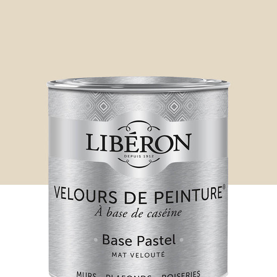Pot de peinture murs Libéron Velours de Peinture, teinte Jaune Sabayon, finition mate veloutée.