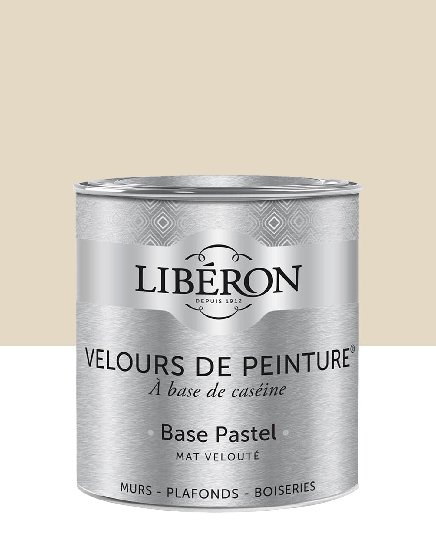 Pot de peinture murs Libéron Velours de Peinture, teinte Jaune Sabayon, finition mate veloutée.