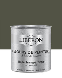 Pot de peinture murs Libéron Velours de Peinture, teinte Kaki Barda, finition mate veloutée.