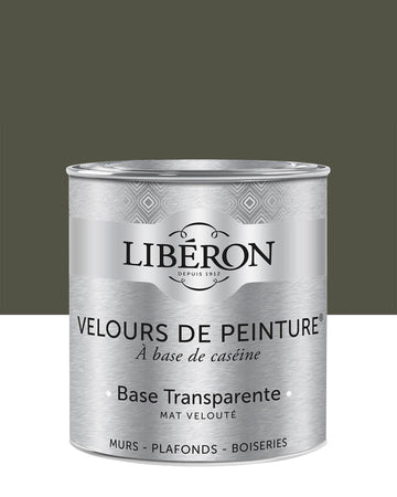 Pot de peinture murs Libéron Velours de Peinture, teinte Kaki Barda, finition mate veloutée.