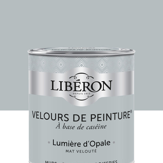 Pot de peinture murs Libéron Velours de Peinture, teinte Lumière d'Opale, finition mate veloutée.