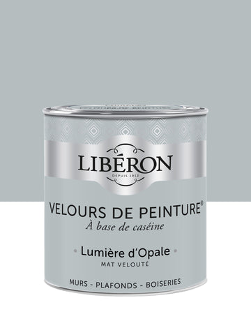 Pot de peinture murs Libéron Velours de Peinture, teinte Lumière d'Opale, finition mate veloutée.
