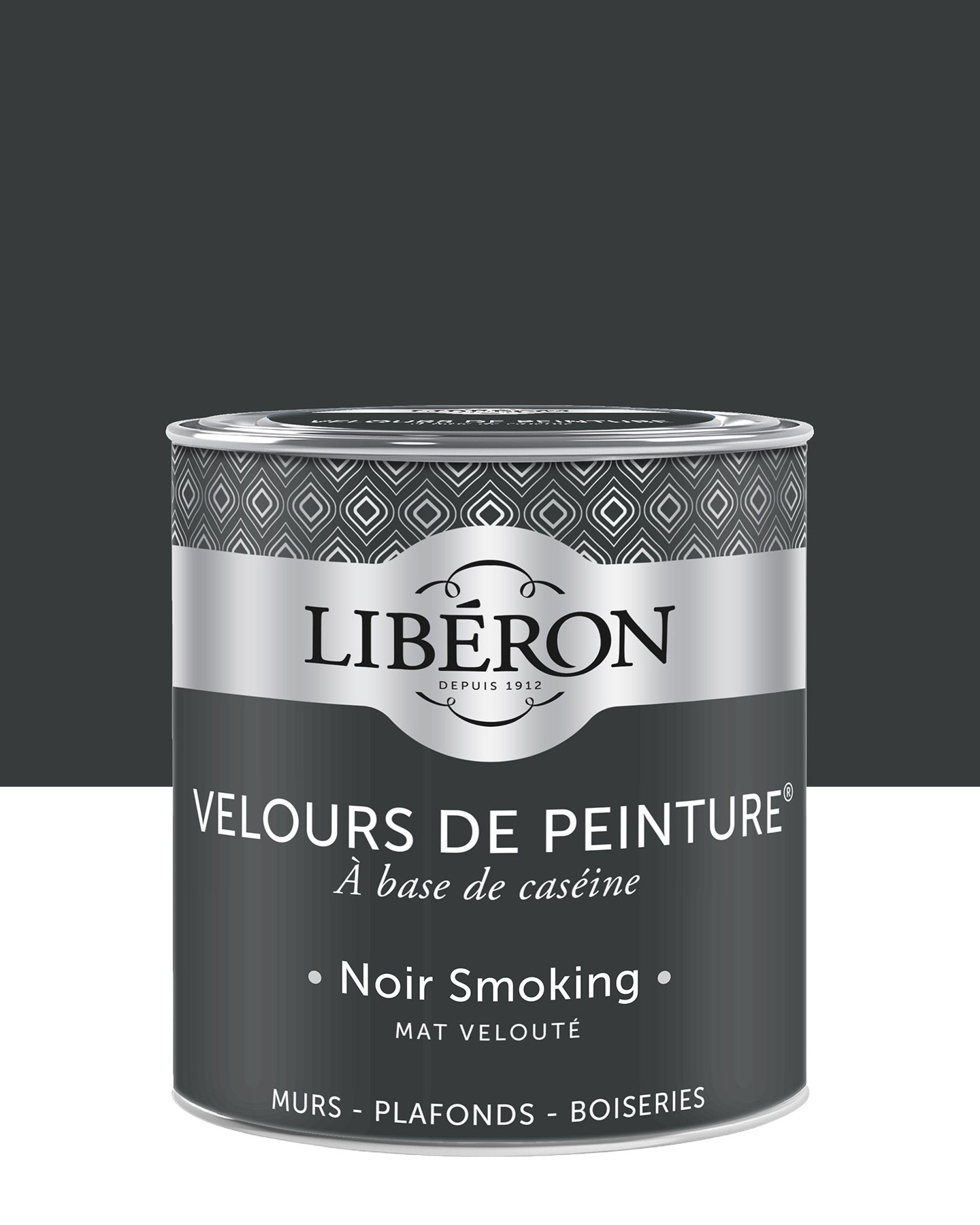 Pot de peinture murs Libéron Velours de Peinture, teinte Noir Smoking, finition mate veloutée.