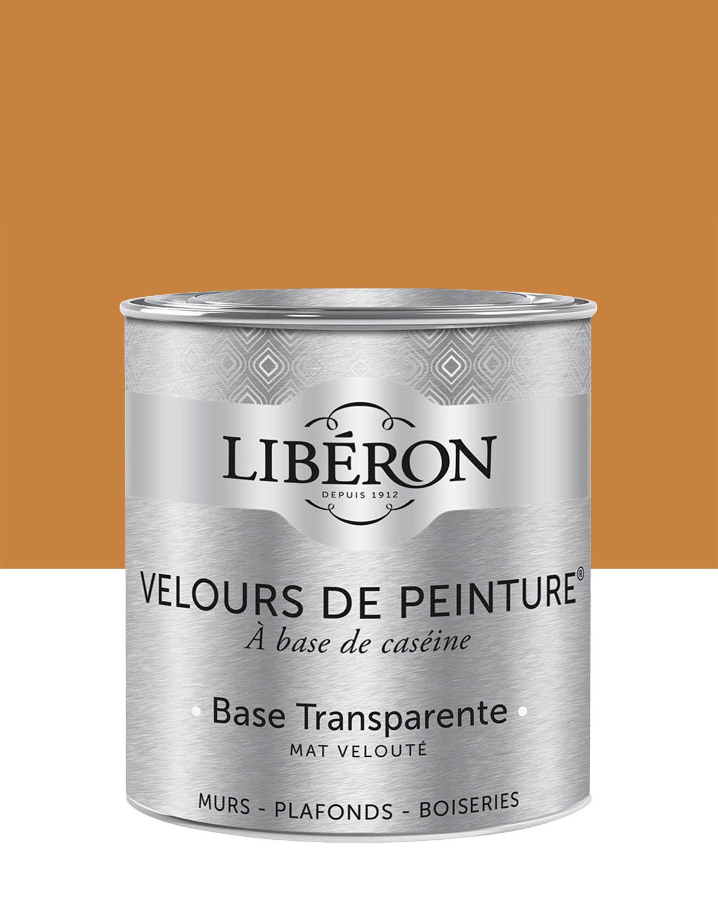 Pot de peinture murs Libéron Velours de Peinture, teinte Orangette, finition mate veloutée.