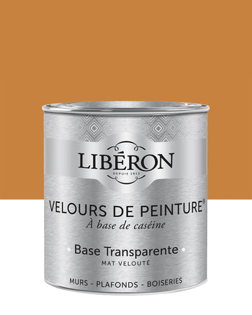 Pot de peinture murs Libéron Velours de Peinture, teinte Orangette, finition mate veloutée.