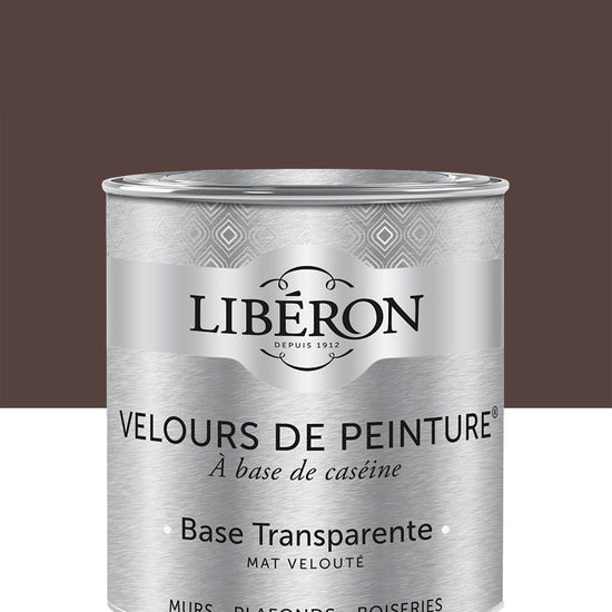 Pot de peinture murs Libéron Velours de Peinture, teinte Palissandre, finition mate veloutée.