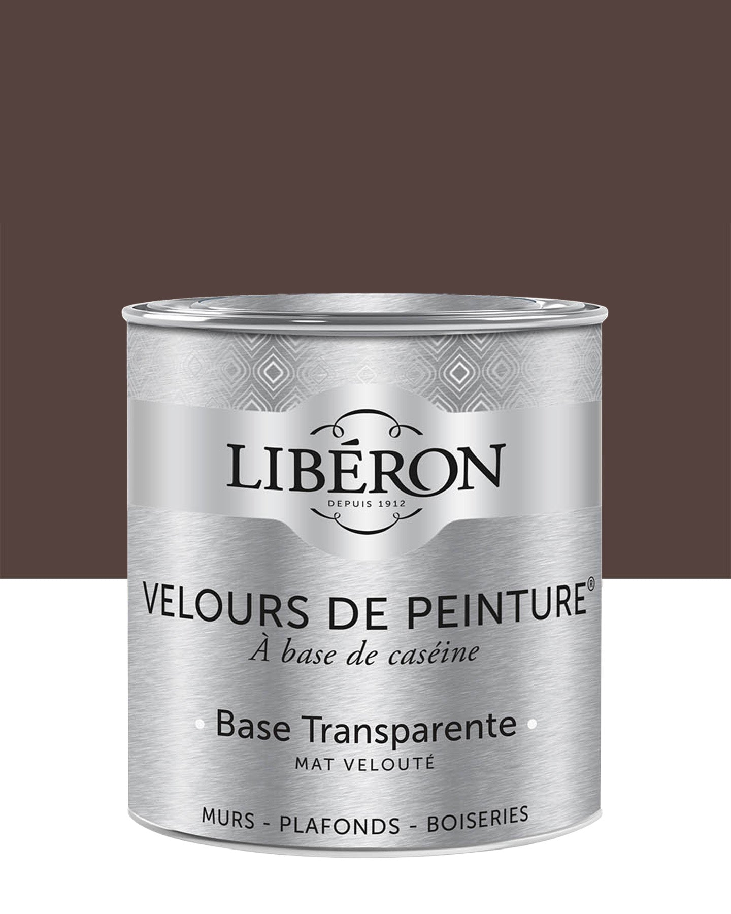 Pot de peinture murs Libéron Velours de Peinture, teinte Palissandre, finition mate veloutée.