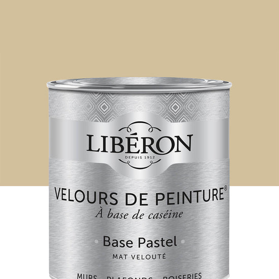 Pot de peinture murs Libéron Velours de Peinture, teinte Peau de Chamois, finition mate veloutée.