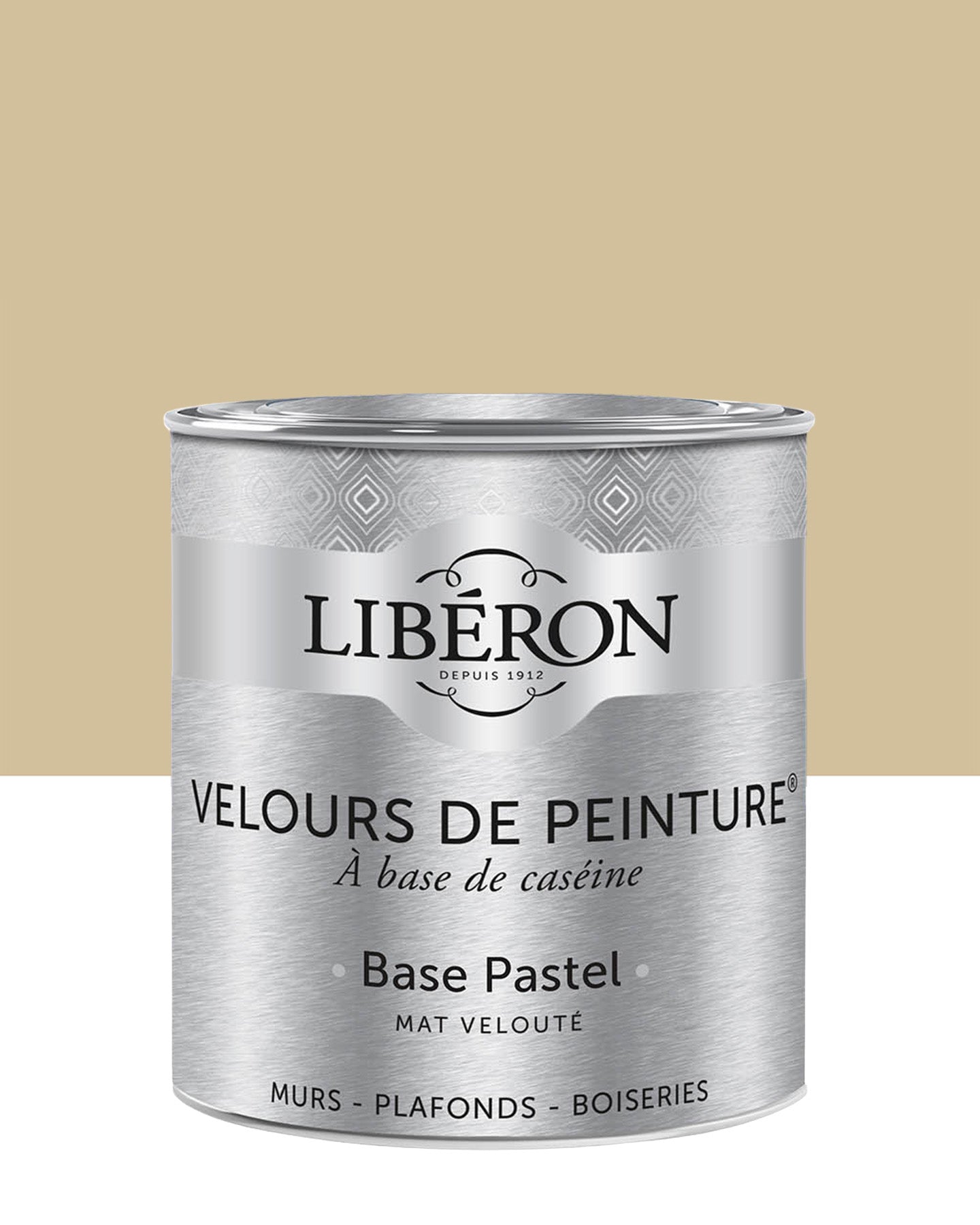 Pot de peinture murs Libéron Velours de Peinture, teinte Peau de Chamois, finition mate veloutée.