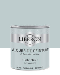 Pot de peinture murs Libéron Velours de Peinture, teinte Petit Bleu, finition mate veloutée.