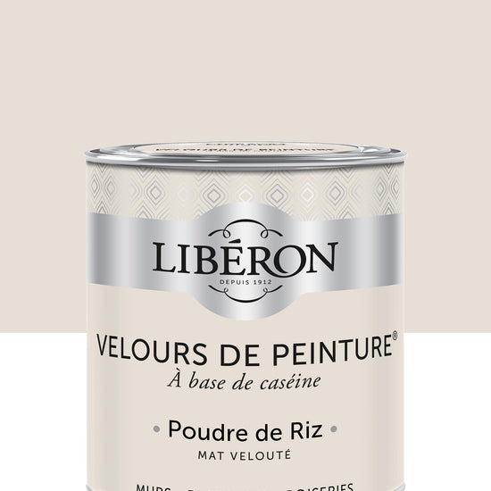 Pot de peinture murs Libéron Velours de Peinture, teinte Poudre de Riz, finition mate veloutée.