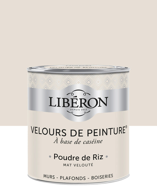 Pot de peinture murs Libéron Velours de Peinture, teinte Poudre de Riz, finition mate veloutée.