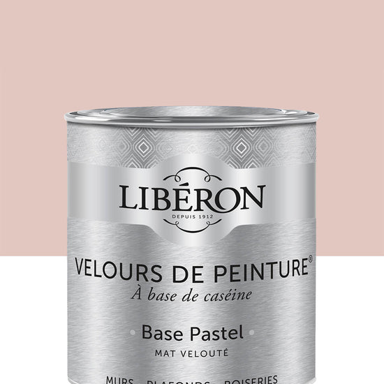 Pot de peinture murs Libéron Velours de Peinture, teinte Rose Froufrou, finition mate veloutée.
