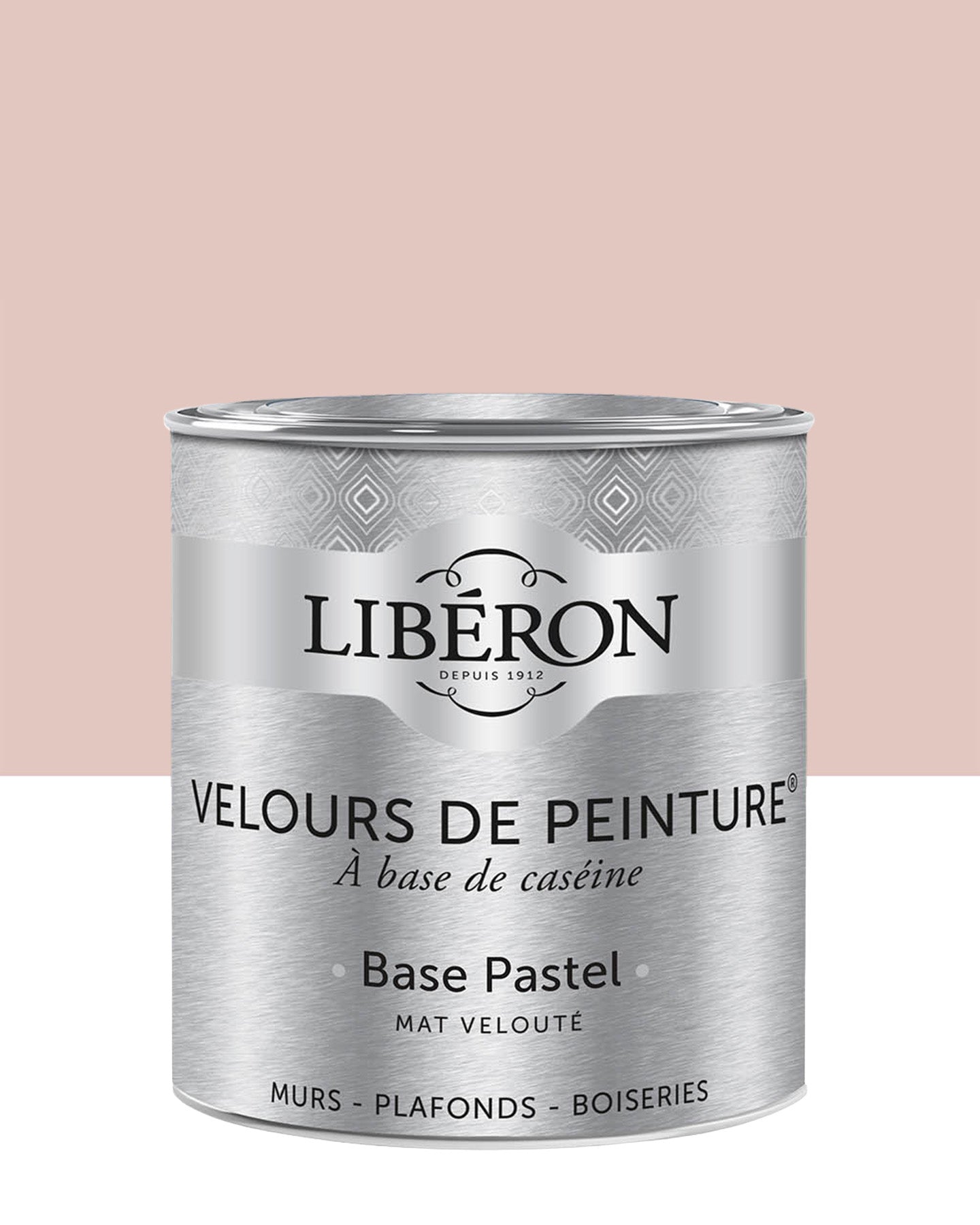 Pot de peinture murs Libéron Velours de Peinture, teinte Rose Froufrou, finition mate veloutée.