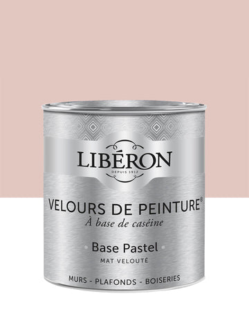 Pot de peinture murs Libéron Velours de Peinture, teinte Rose Froufrou, finition mate veloutée.