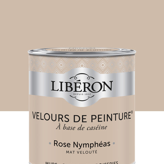 Pot de peinture murs Libéron Velours de Peinture, teinte Rose Nymphéas, finition mate veloutée.