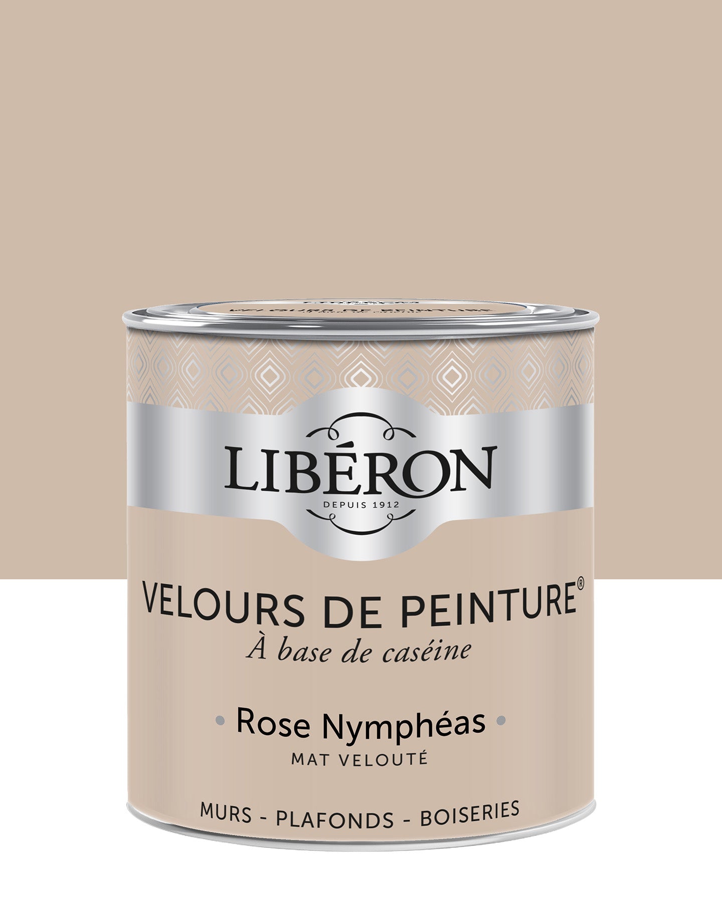 Pot de peinture murs Libéron Velours de Peinture, teinte Rose Nymphéas, finition mate veloutée.