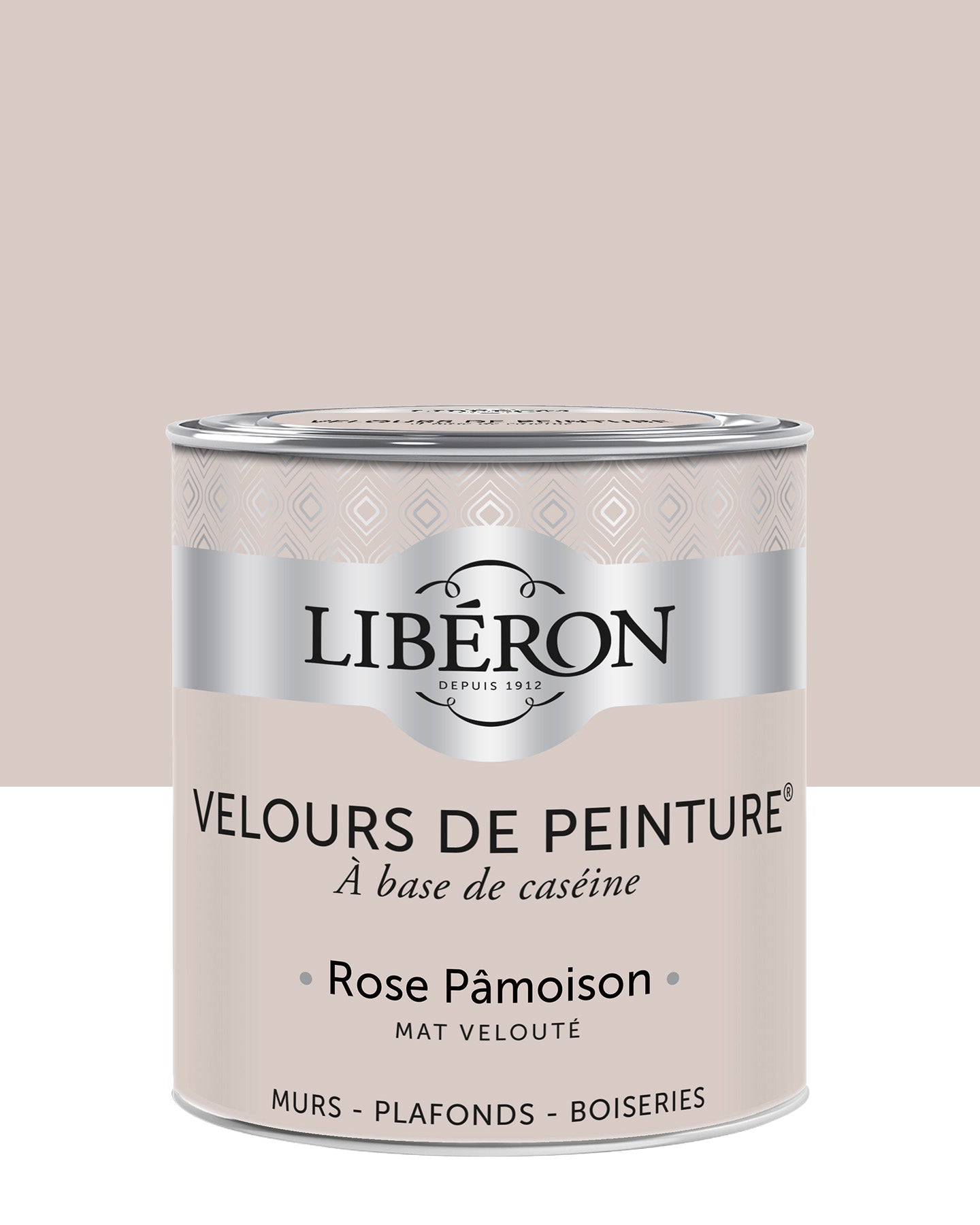 Pot de peinture murs Libéron Velours de Peinture, teinte Rose Pâmoison, finition mate veloutée.