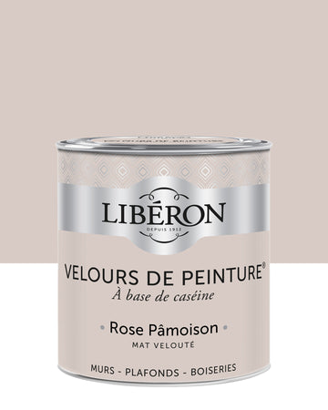 Pot de peinture murs Libéron Velours de Peinture, teinte Rose Pâmoison, finition mate veloutée.
