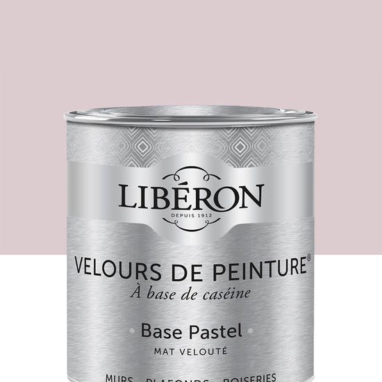 Pot de peinture murs Libéron Velours de Peinture, teinte Rose Petit Rat, finition mate veloutée.