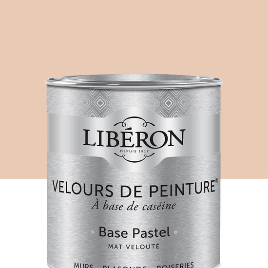 Pot de peinture murs Libéron Velours de Peinture, teinte Rose Pomponette, finition mate veloutée.