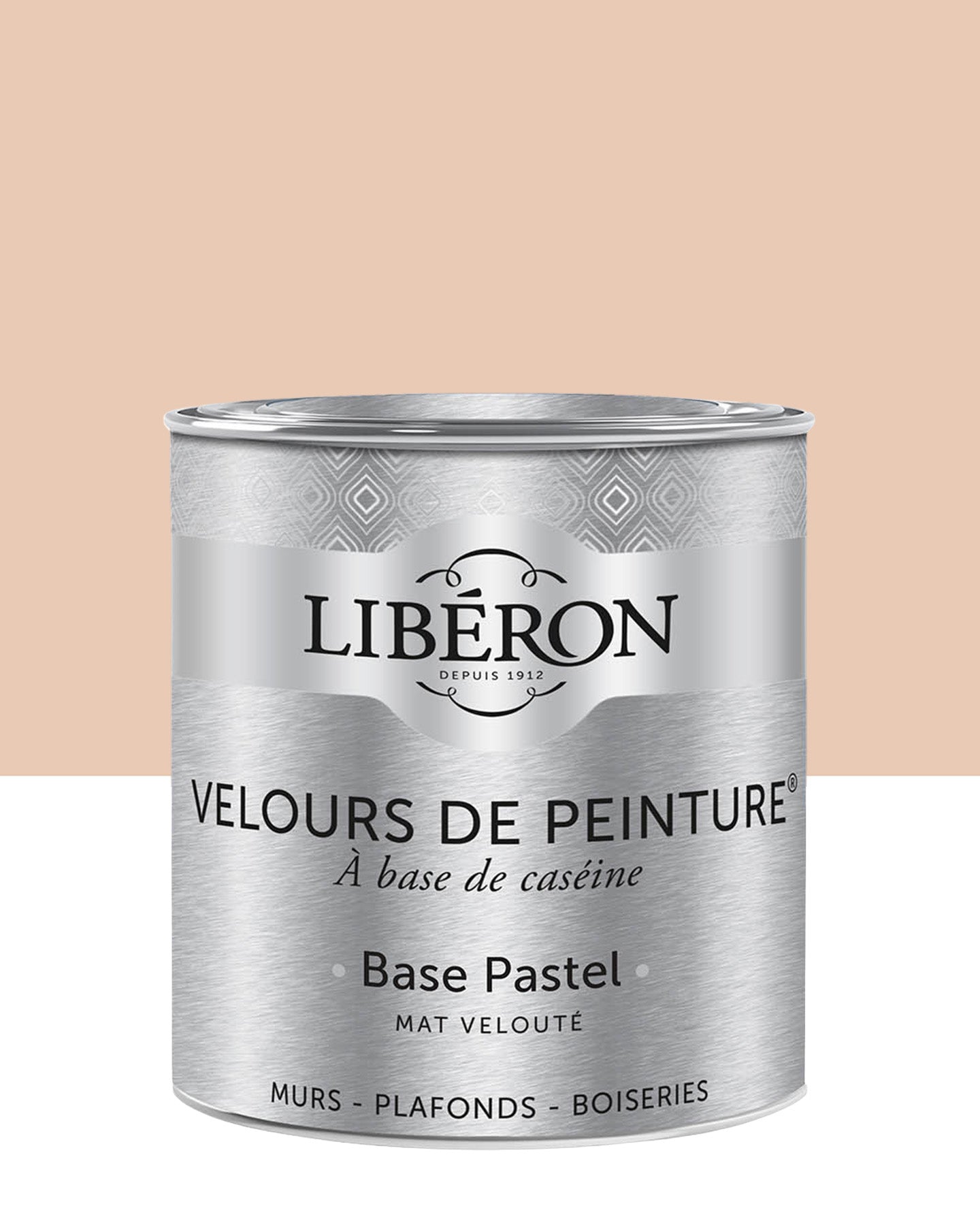 Pot de peinture murs Libéron Velours de Peinture, teinte Rose Pomponette, finition mate veloutée.