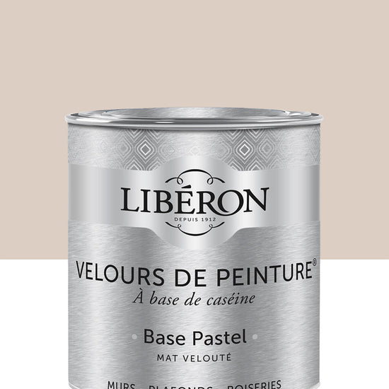 Pot de peinture murs Libéron Velours de Peinture, teinte Rose Champenois, finition mate veloutée.