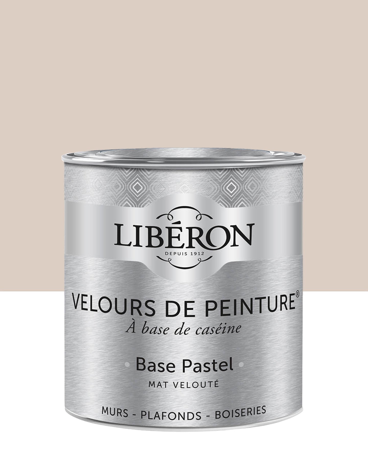 Pot de peinture murs Libéron Velours de Peinture, teinte Rose Champenois, finition mate veloutée.