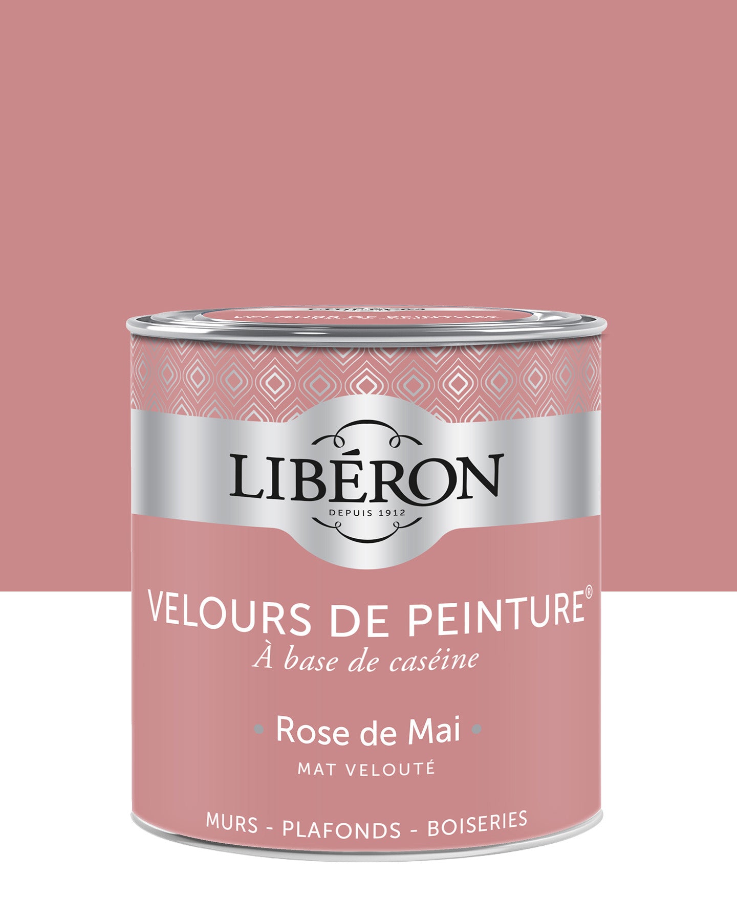 Pot de peinture murs Libéron Velours de Peinture, teinte Rose de Mai, finition mate veloutée.