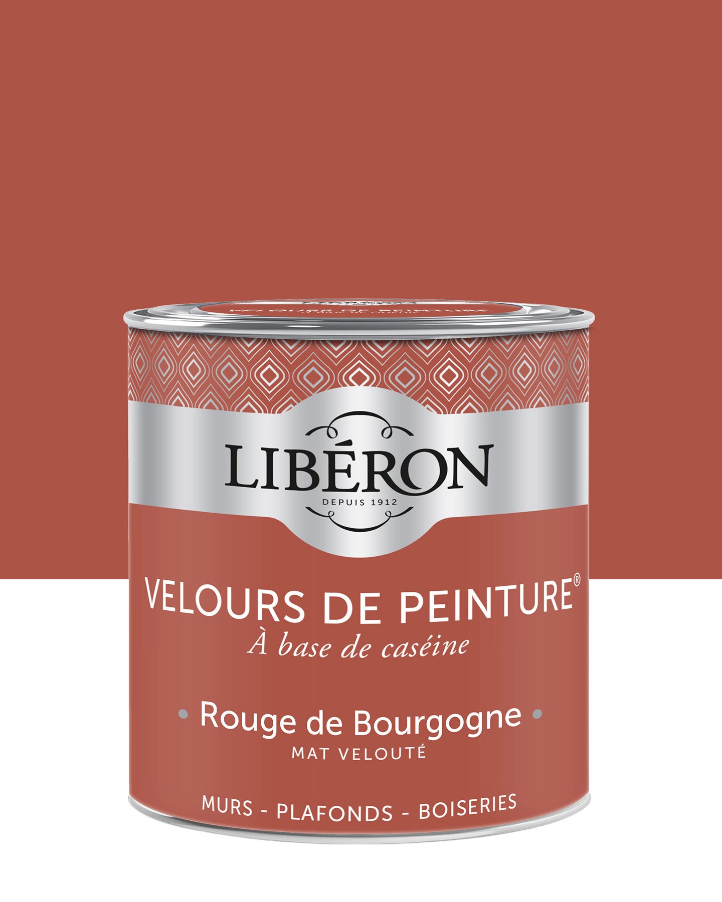 Pot de peinture murs Libéron Velours de Peinture, teinte Rouge de Bourgogne, finition mate veloutée.