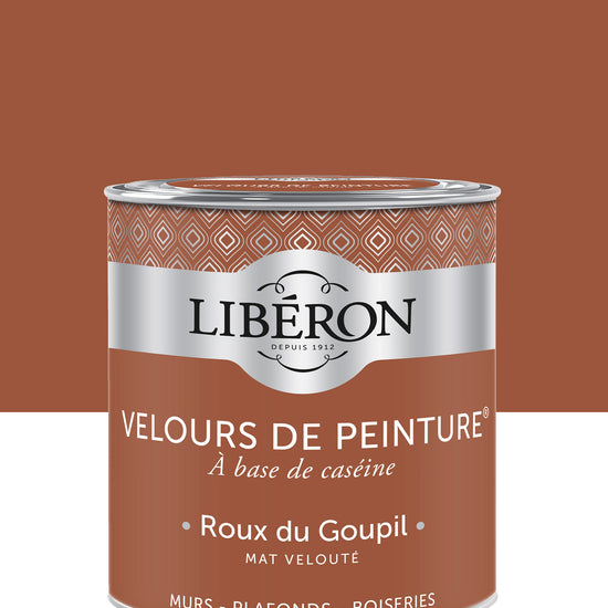 Pot de peinture murs Libéron Velours de Peinture, teinte Roux du Goupil, finition mate veloutée.