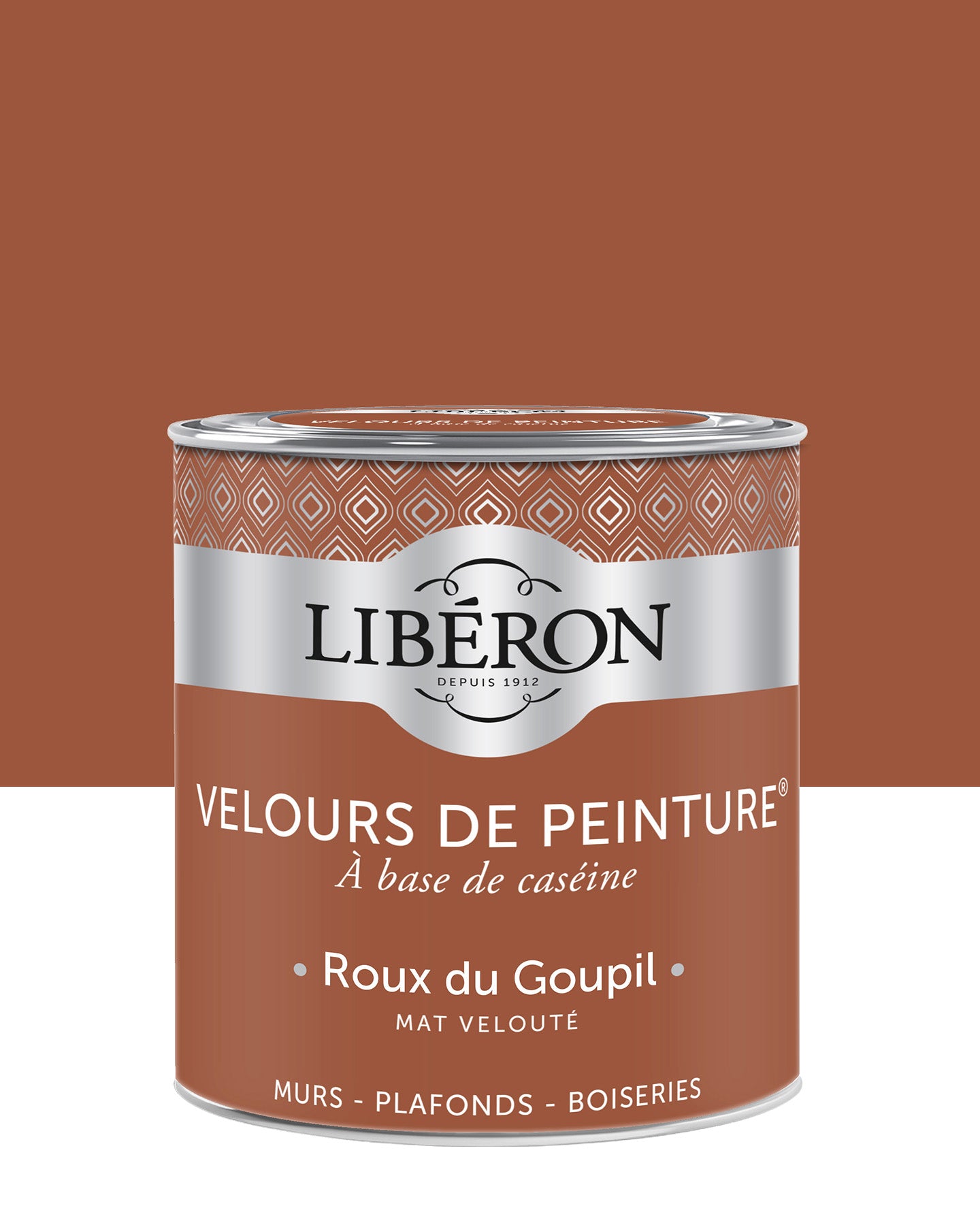 Pot de peinture murs Libéron Velours de Peinture, teinte Roux du Goupil, finition mate veloutée.