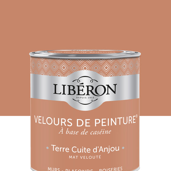Pot de peinture murs Libéron Velours de Peinture, teinte Terre Cuite d'Anjou, finition mate veloutée.