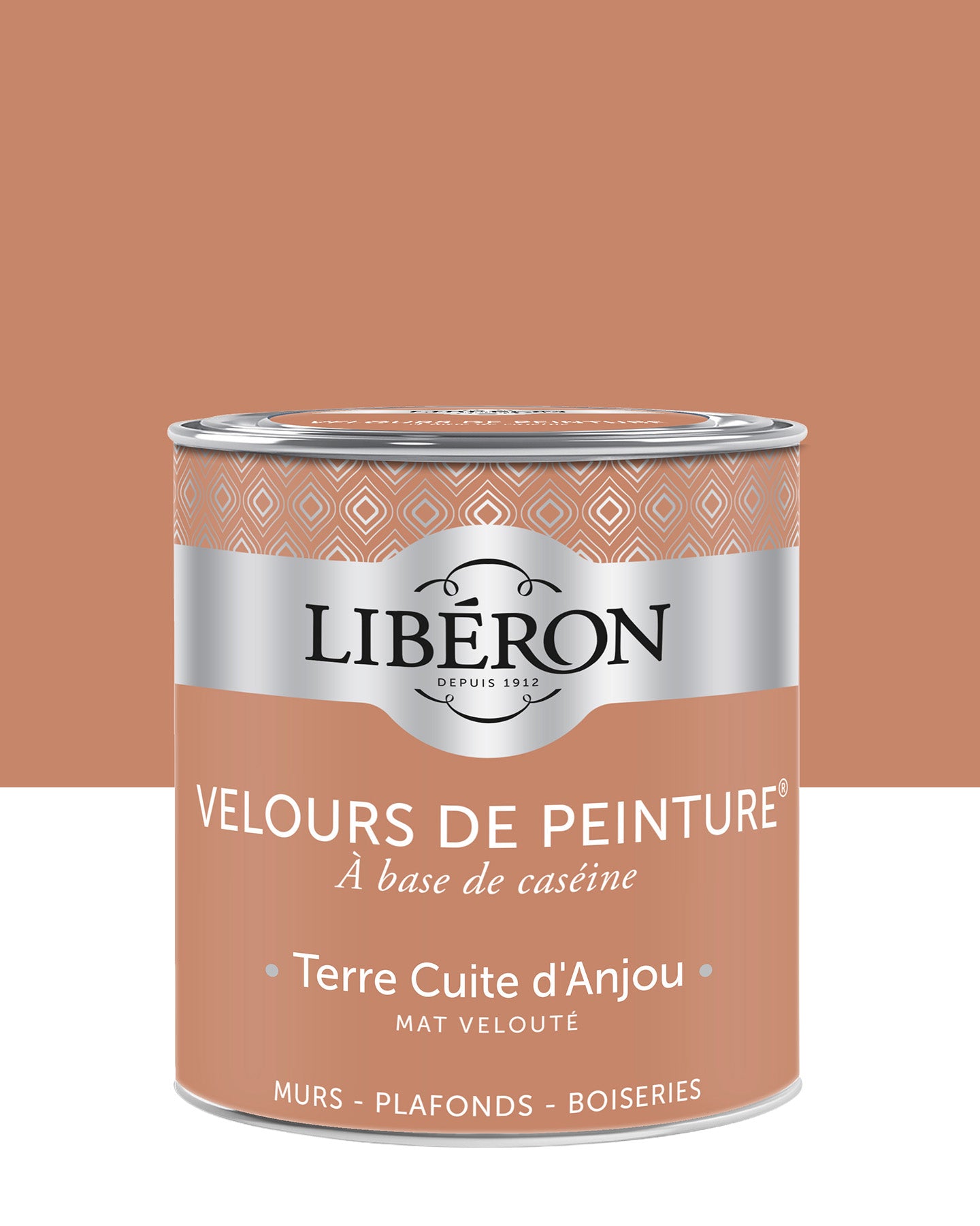 Pot de peinture murs Libéron Velours de Peinture, teinte Terre Cuite d'Anjou, finition mate veloutée.