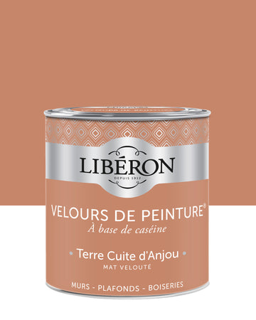 Pot de peinture murs Libéron Velours de Peinture, teinte Terre Cuite d'Anjou, finition mate veloutée.