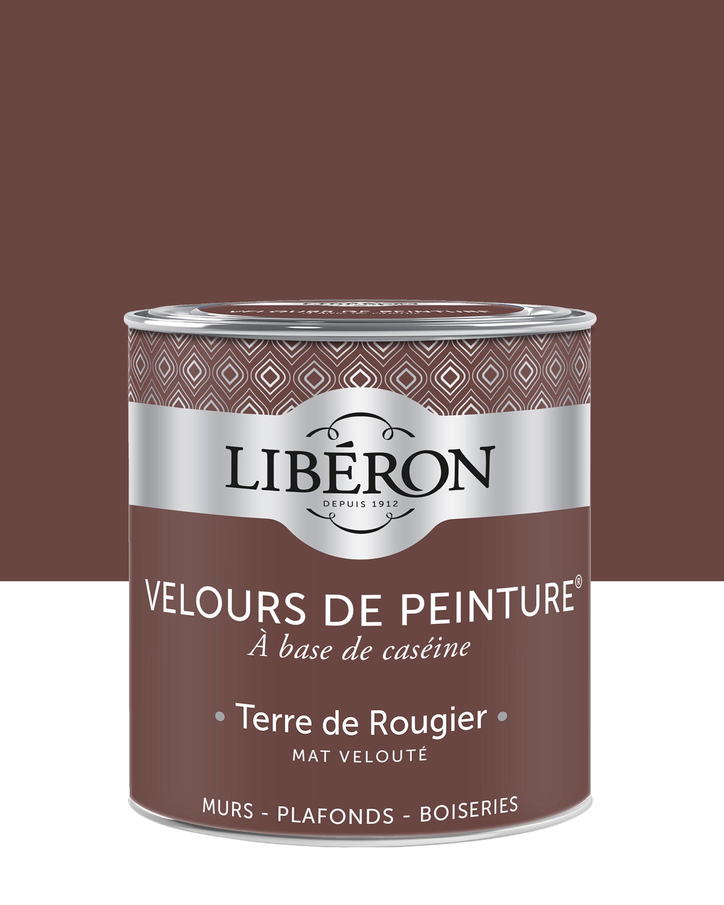 Pot de peinture murs Libéron Velours de Peinture, teinte Terre de Rougier, finition mate veloutée.
