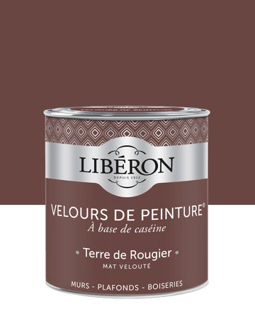 Pot de peinture murs Libéron Velours de Peinture, teinte Terre de Rougier, finition mate veloutée.